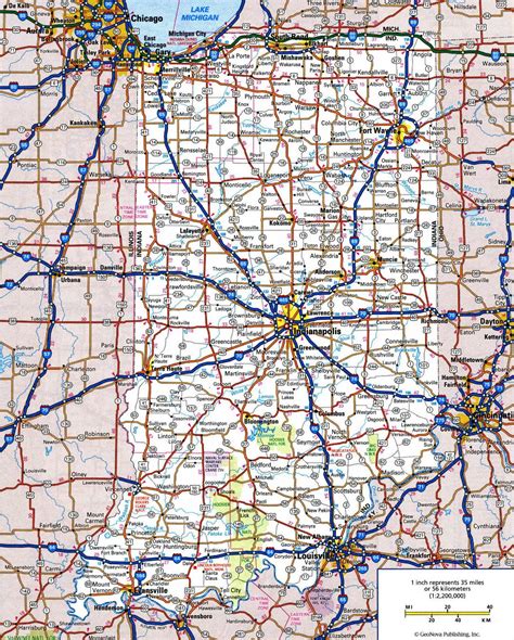 Large Detailed Roads And Highways Map Of Indiana State With Cities Sexiz Pix
