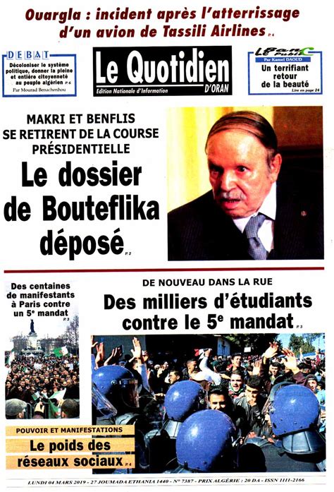 Revue De Presse Les Unes De Vos Journaux Du Lundi 4 Mars — Tsa