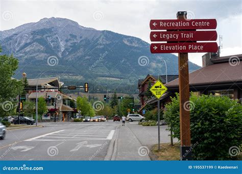 Street View Of Town Canmore Alberta Canada Editorial Stock Image