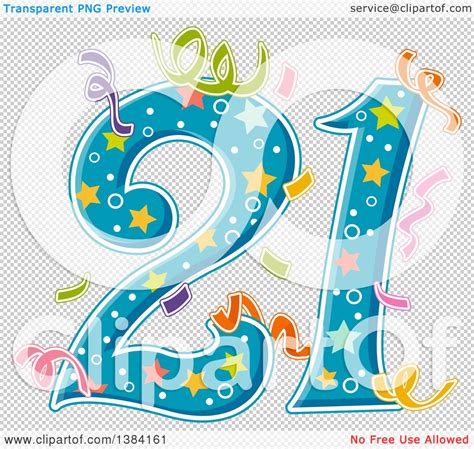 Clipart Of A Number 21 With Party Confetti Royalty Free Vector