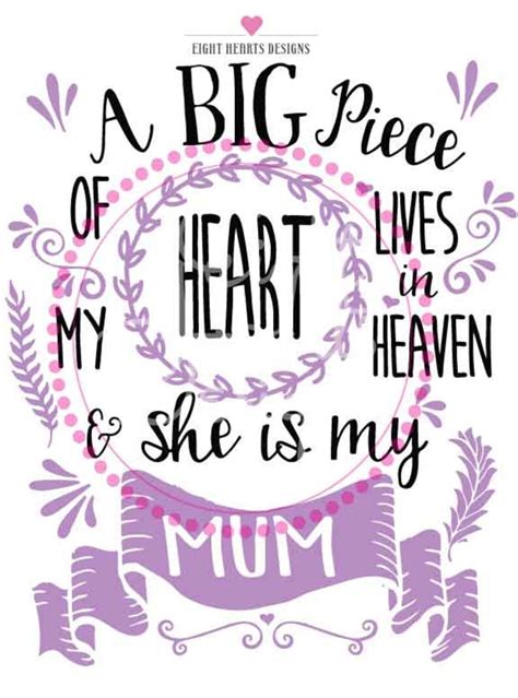 A Big Piece Of My Heart Lives In Heaven Mom Mum Cutting Etsy