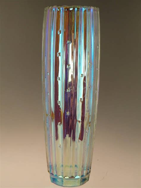 Bohemian Czech Art Glass Iris Iridescent Vase With Tiny Stars Etsy Bohemian Art Boho Iris