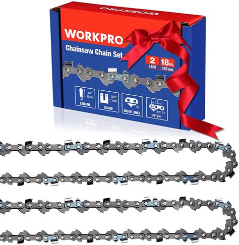 Workpro 2 Pack 18 Inch Chainsaw Chain 38pitch 62 Drive Links Wood