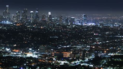 Los Angeles Skyline Downtown Night Stock Footage Video