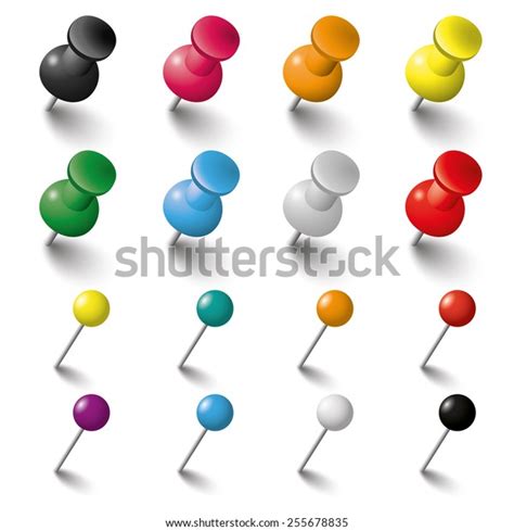 Colored Pins Tacks On White Background Stock Vector Royalty Free