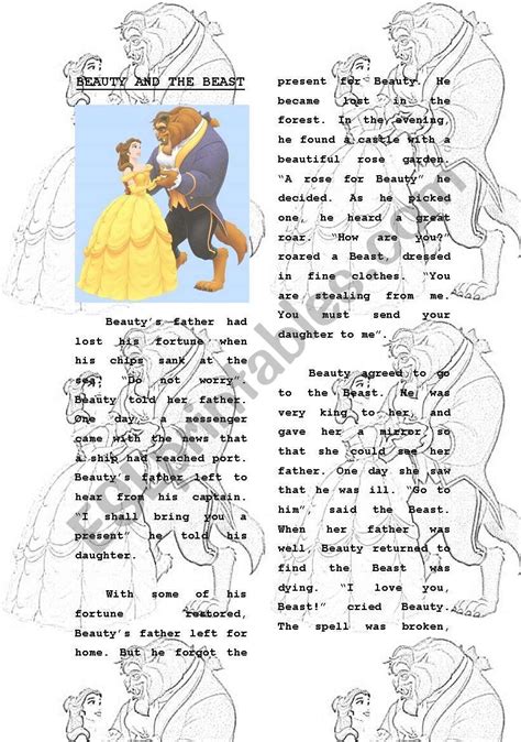 Teks Story Telling Beauty And The Beast A Retelling Of The Story Of