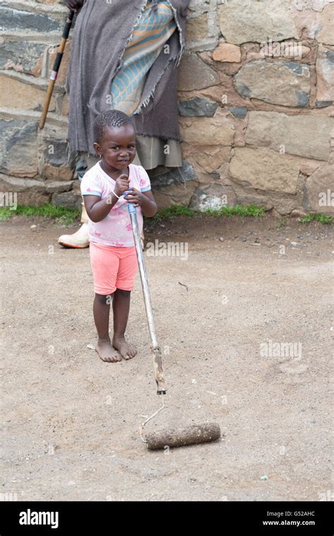 Lesotho Mokhotlong Sani Pass African Girl On The Street In Lesotho