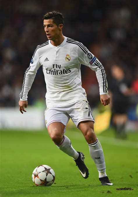 Cristiano Ronaldo of Real Madrid runs with the ball during the UEFA