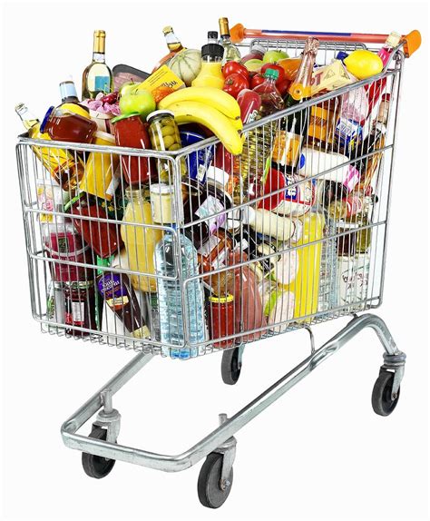 Einkaufswagen Voll Mit Lebensmitteln Und Bilder Kaufen 401040 Stockfood