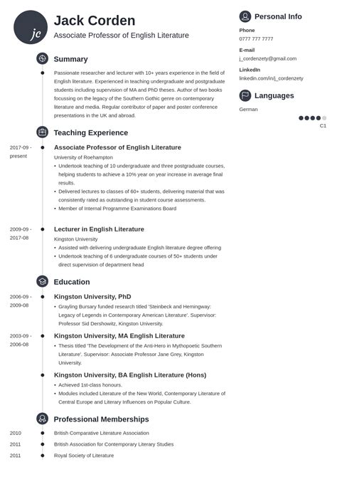 Academic Cv Example Template And Guide For 2022