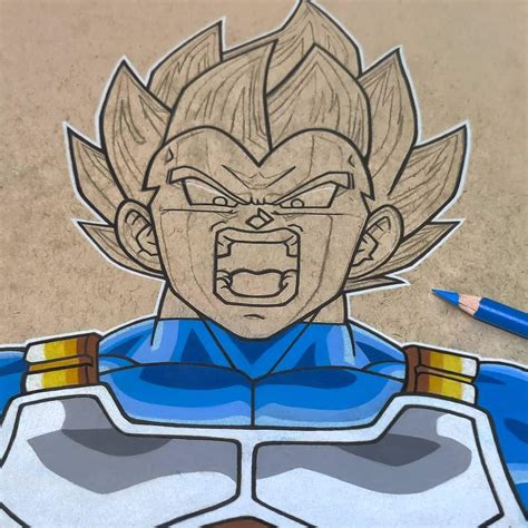 Vegeta Ssj Blue With Color Pencils Wip Anime Amino