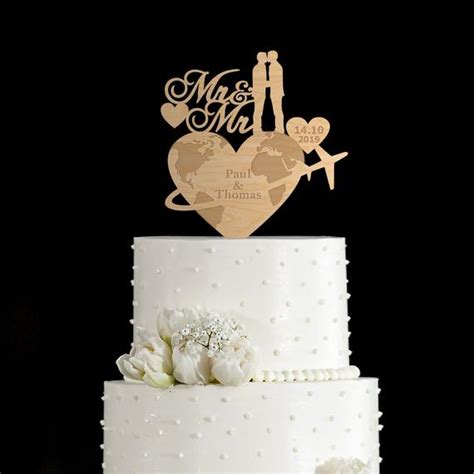 Travel Wedding Gay Cake Toppergay Wedding Cake Topper Etsy