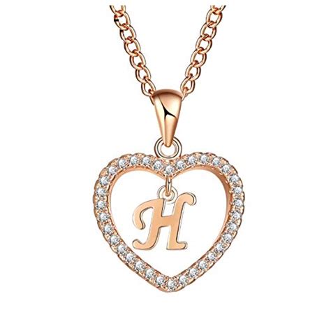Maverick Gorgeous Alphabet H In Diamond Heart Pendant And Chain