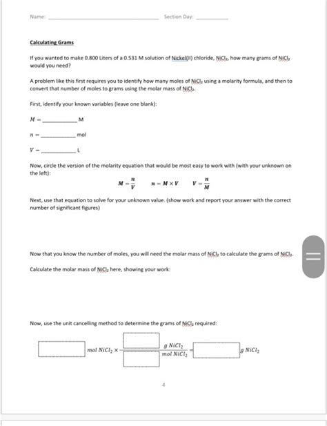 Rate free molarity phet lab worksheet answer key form. Name Section Day Introduction To Molarity And Dilu... | Chegg.com
