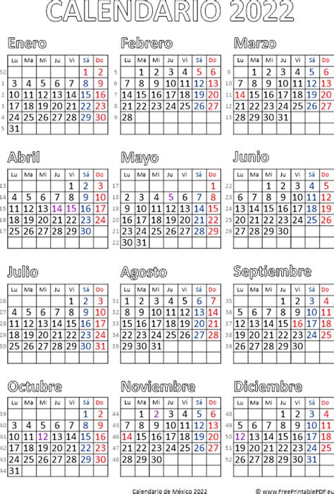 Calendario De México 2022 Pdf Imprimir El Pdf Gratis
