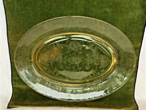 1930 S Hazel Atlas Florentine 2 Poppy Yellow Depression Glass Oval