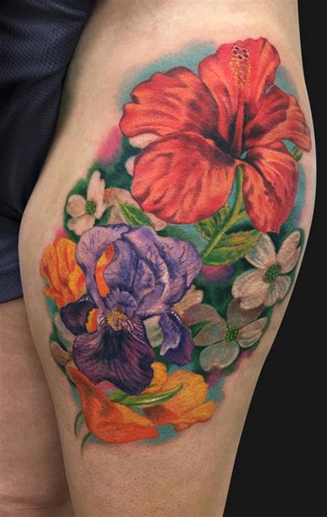 Vintage pacific tattoo shop business card. Flower Bouquet Tattoo by Jamie Lee Parker: TattooNOW