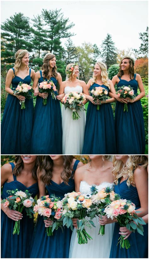 Blue Bridal Party Matching Dark Teal Bridesmaid Dresses