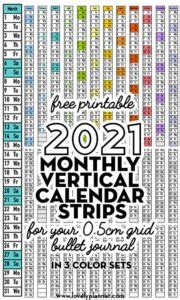 Free template dowload with the closing of stores and the increase in free time, the do it yourself trend has grown in recent months. Free Printable 2021 monthly vertical calendar strips for ...