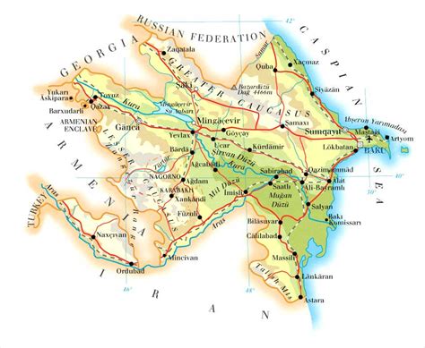 Quais aeroportos estão mais perto do centro da cidade em əzizbǝyov, azerbaijão? Azerbaijão | Mapas Geográficos do Azerbaijão ...