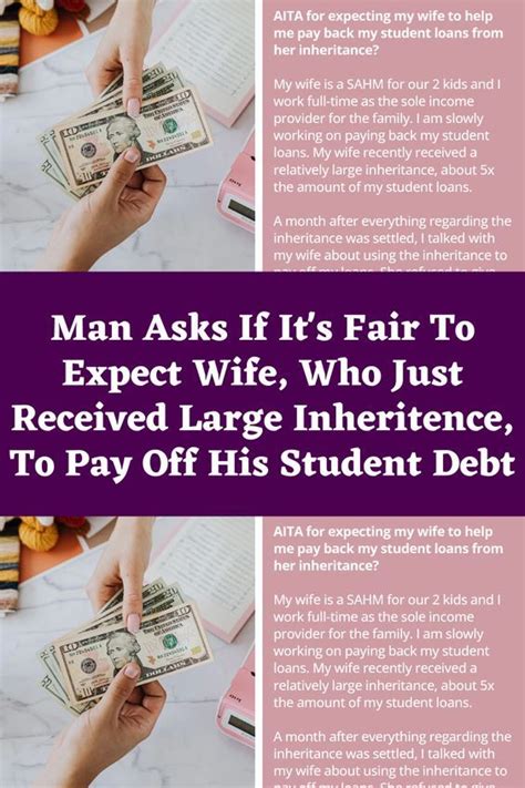 Man Asks If Its Fair To Expect Wife Who Just Received Large Inheritence To Pay Off His