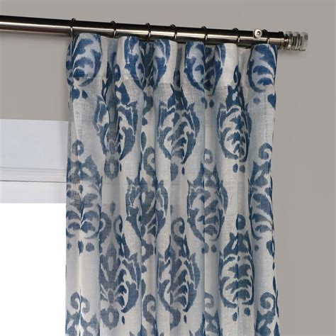 | threshold aruba linen blackout curtain panel, blue, 84 x 50 (new with defects). Exclusive Fabrics & Furnishings Fresco Blue Printed Sheer ...