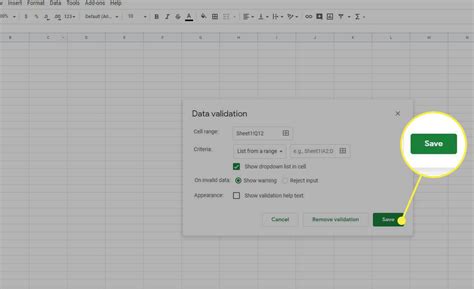 Google Sheet Drop Down List