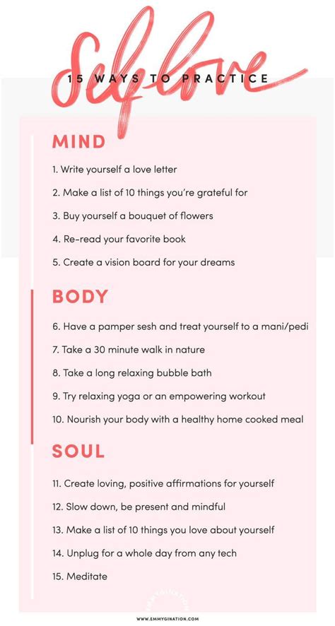 Practice Self Love With This Self Care Cheat Sheet 15 Ways To Practice