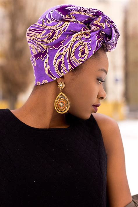 Purple Turban Head Wrap Fashion Style Black Womens Inspiration Black Girl Head Wraps