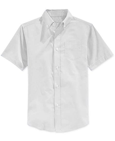 Boys Short Sleeve Oxford Shirt School Uniform In White Dress Shirt