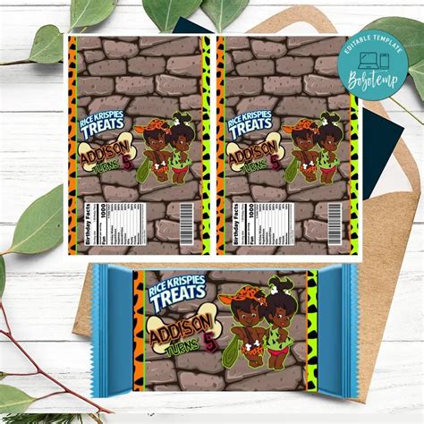 African Flintstone Birthday Rice Krispie Treat Digital File Bobotemp
