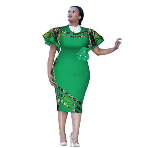 Customized African Women Clothing Ruffle Sleeve Knee Party Dresses African Dresses For Women