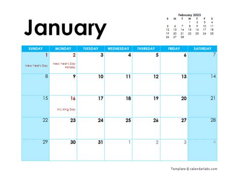 2023 Word Calendar Template Large Boxes - Free Printable Templates