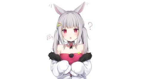 Amashiro Natsuki Animal Ears Blush Bunny Ears Bunnygirl Collar Gray