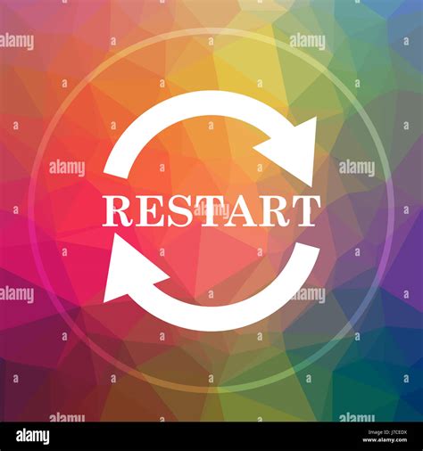 Restart Icon Restart Website Button On Low Poly Background Stock Photo