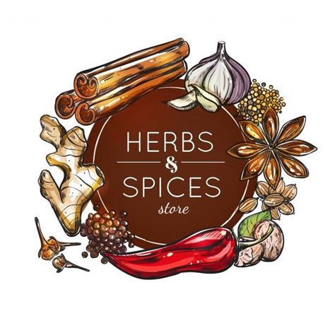 Free Vector Spice And Herb Store Emblem Spices And Herbs Spice