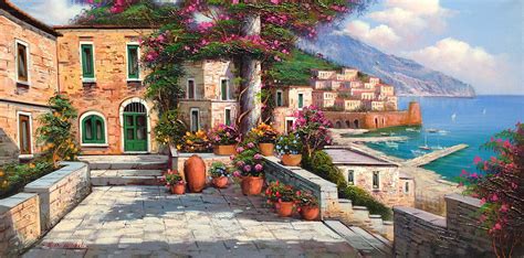 Southern Italy Painting Amalfitan Coast Painting By Ernesto De Michele