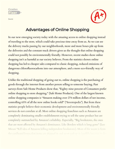 Advantages Of Online Shopping [essay Example] 758 Words Gradesfixer