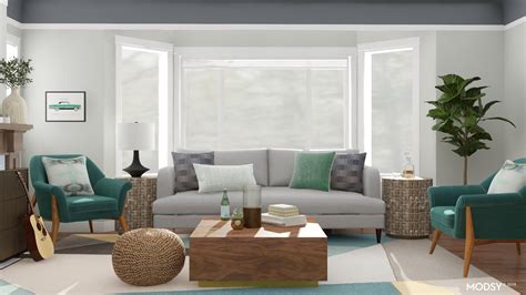 If you want to design a modern living room, but don't want your home to look like everyone else's, don't fret. Bright Living Room In Green | Mid-Century Modern-Style ...