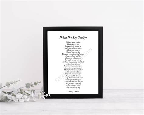 Poem Digital Print/instant Download When We Say Goodbye Poem - Etsy