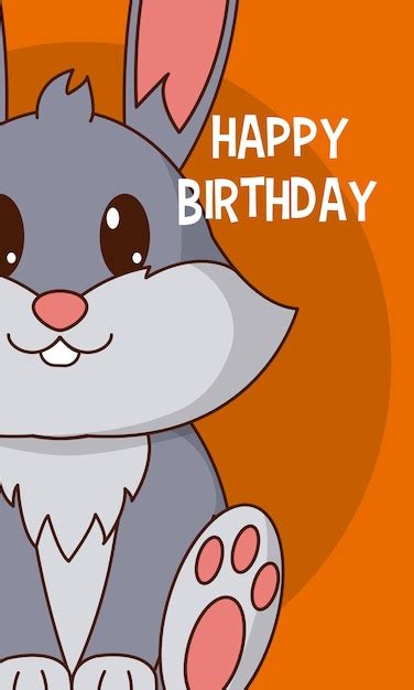 Premium Vector Rabbit Happy Birthday Cute Card