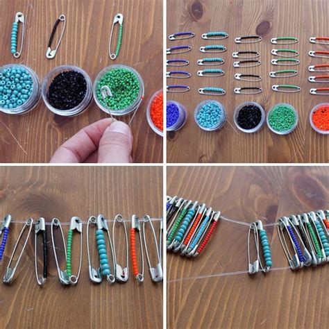 How To Create Beaded Baubles With Safety Pins Safety Pin Crafts Safety Pin Jewelry Safety