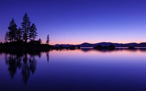 Hd Sunset On The Tranquil Lake Wallpaper Download Free 68487