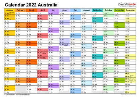 2022 Calendar Printable Australia Printable Calendar 2021