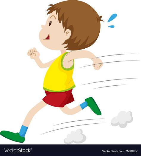 Little Boy Running Fast Vector Image On Vectorstock Running Clipart