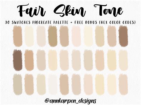 Fair Skin Tone Procreate Palette Hex Color Codes Instant Lupon Gov Ph