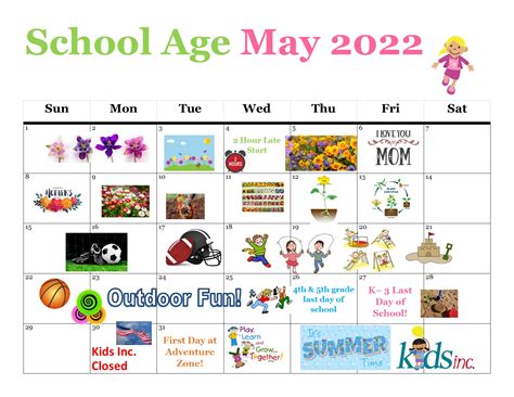 Click Here For May School Age Calendar Kids Inc Kids Inc