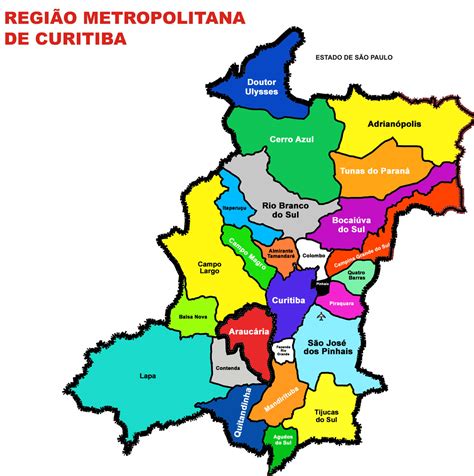 Mapa Curitiba E Região Metropolitana Educa
