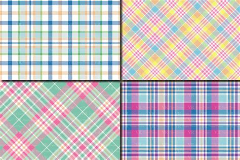 Easter Plaid Digital Paper Spring Pastel Plaid Pattern