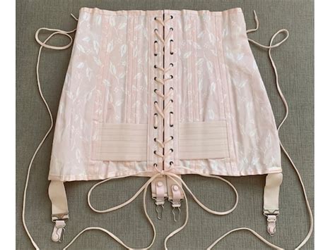 vintage open bottom girdle corset by merit foundations lace etsy